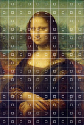 a grid of squares on the mona lisa